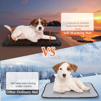 Drydiet 4 Pack Self Warming Cat Pads Self Heating Cat Mat Washable Homeless Dogs Thermal Pads Kennel Pad Reflects Body Heat Warm Crate Bed Mat for Indoor Outdoor Pet(Black,16 x 20 Inch)