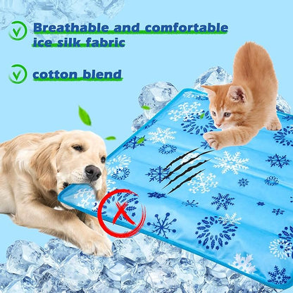 Dog Cooling Mat, Pet Washable Non-Toxic Summer Dogs Cats Cooling Pads Sleeping Kennel Mats Cool Ice Blanket for Indoor & Outdoor Dog Beach Essentials Gray 47.2 * 29.5IN