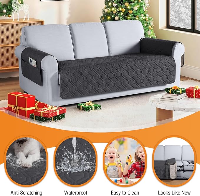 VANSOFY Couch Cover, Waterproof Sofa Covers Washable Slipcover Furniture Protector Couch Seat Covers Non-Slip Couch Cover for Dogs, Pets(Sofa, Charcoal Gray)