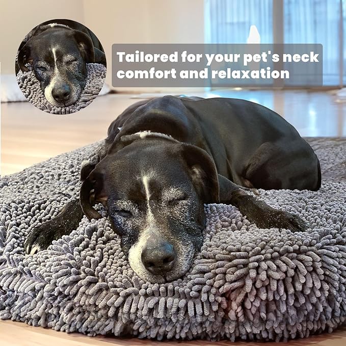 Muddy Mat® Cloud K-9 Bed for Dogs & Cats, Soft & Relaxing Round Dog Bed, Chenille Material, Removable Cover, Washable & Dryer Safe–Grey Large(40'x40')