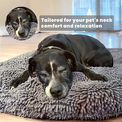 Muddy Mat® Cloud K-9 Bed for Dogs & Cats, Soft & Relaxing Round Dog Bed, Chenille Material, Removable Cover, Washable & Dryer Safe–Grey Large(40'x40')