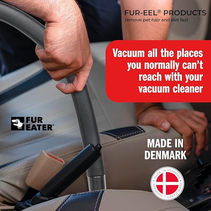 FUR-EEL Vacuum Crevice Tool, Extra Long 18.1 in Flexible Attachment, Fits Round Hoses 1 1/4 and 1 3/8 in (32 and 35 mm), for Car Detailing, Car Seats, Sofas