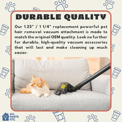 Pet Hair Removal Turbo Brush Vacuum Tool, Pet Hair Vacuum Attachment & Two Adapters for 1 3/8” 1-1/4" & 1.5" Compatibility with Shop-Vac, Shark, Miele, Bissell, Hoover, Eureka