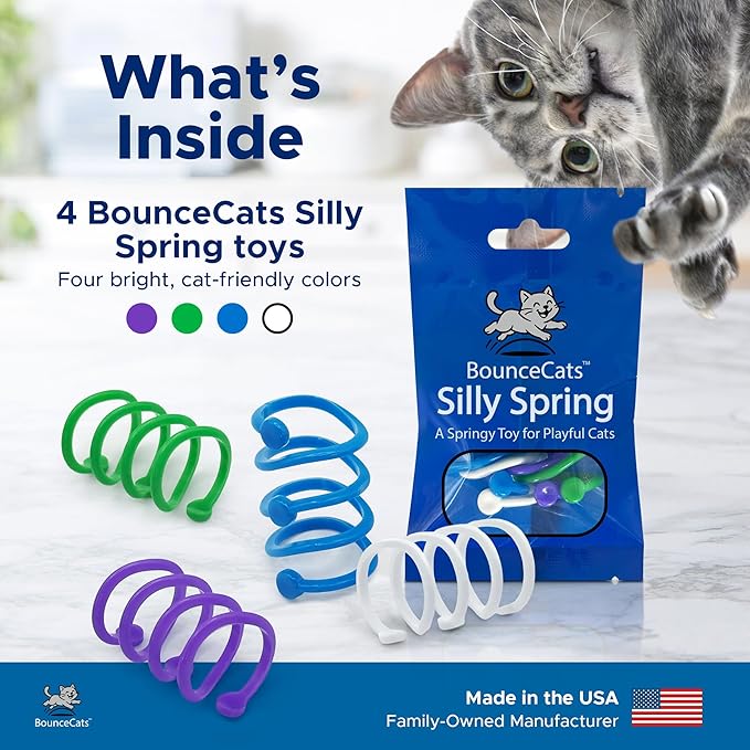 Cat Spring Toys Cats Can't Resist – Family Made in the USA, Set of 4