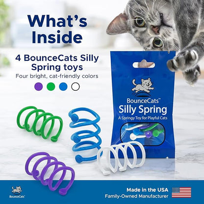 Cat Spring Toys Cats Can't Resist – Family Made in the USA, Set of 4