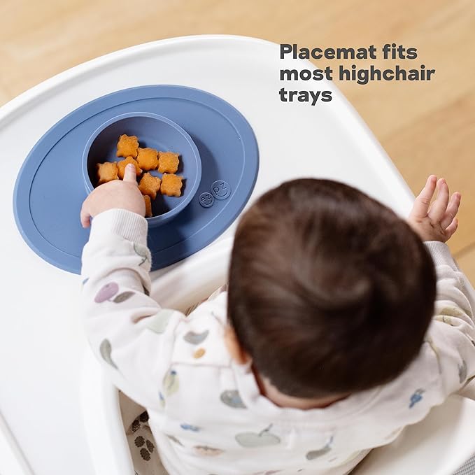 ezpz Tiny Bowl (Sage) - 6 Months+ - 100% Silicone Suction Placemat + Bowl for Infants - Fits All Highchair Trays - Baby-Led Weaning Supplies
