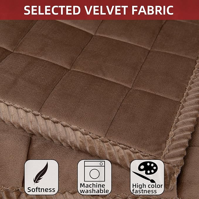 Couch Cover for Dogs Washable Pet Bed Fuzzy Pet Couch Covers Nonslip Couch Slipcover for Dogs, Kids, Pets Friendly Sofa Cover Loveseat Covers (Brown, 21''x70''/Rectangular)