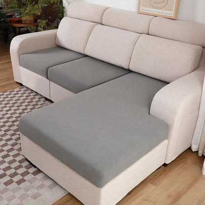 100% Waterproof Couch Cushion Covers, Chair Seat Cover, Stretch Sofa Cushion Covers, Reversible Sofa Protector Covers for Pets, Washable (Chair Cushion, Light Grey), Small