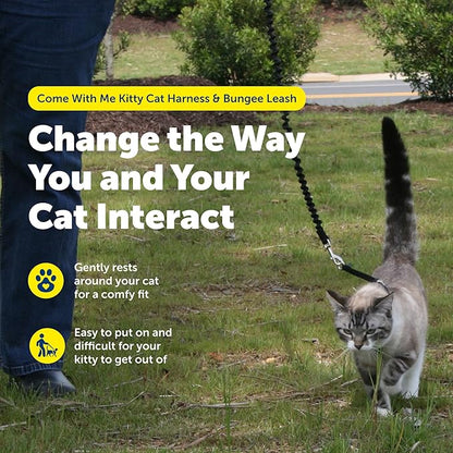 PetSafe Come With Me Kitty Cat Harness & Bungee Leash - Comfortable Cat Harness with Lightweight Bungee Leash for Outdoor Fun - More Secure Walks - Large - Red