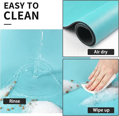 HotLive Dog Food Mat - Absorbent Cat Mat for Food and Water, No Stains Pet Feeding Bowl Mat, Easy to Clean Pet Placemats, Quick Dry Dog Water Dispenser Mat for Messy Drinkers | Teal 12"x 19"