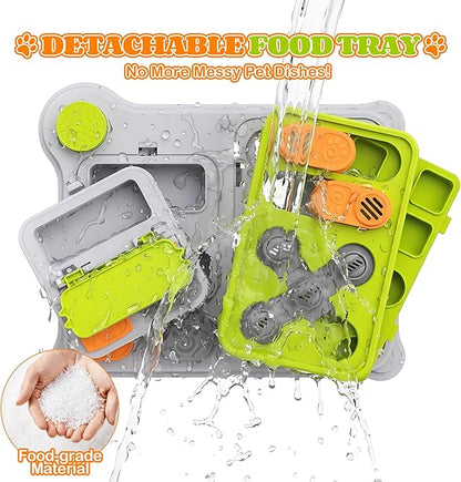 Dog Puzzle Toy Slow Feeder, Interactive Dog Toys for IQ Training & Mental Stimulation, ABS Easy Clean Detachable Tray Non-Slip Base, Enrichment Toys for Small Medium Dogs, Green