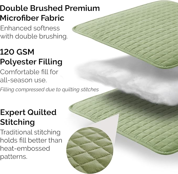 Southshore Fine Living, Inc. Oversized King Quilt Bedding Set, Pet Hair Resistant Bedding, Microfiber Lightweight Bedspread for Summer, Green Coverlet Set w/2 Pillow Shams, Sage Green Quilt King