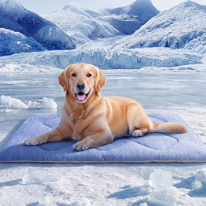 ASENKU Dog Cooling Mat, Portable & Durable Cooling Mat for Dogs, Summer Anti-Slip Breathable Cooling Bed for Large Dogs 60–100 lbs (Golden Retriever, Lab, German Shepherd), 43x32 inches, Blue Diamond