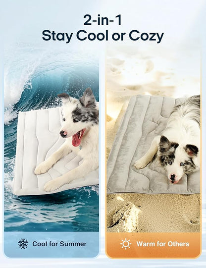 ZonLi Dog Cooling Mat, 36" x 23" Medium, Reversible Cooling Pad for Dogs & Cats (Cool & Warm), Durable & Machine Washable, Pet Mat for Crate, Kennel, Bed, Sofa, Arctic Grey