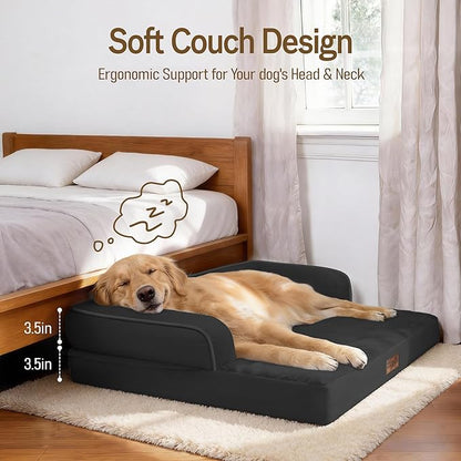 Comfort Expression Extra Large Dog Bed - XL Washable Waterproof Orthopedic Pet Bed for Big Dog Pet Couch Memory Foam Sofa Bolster with Removable Cover - 42 x 30