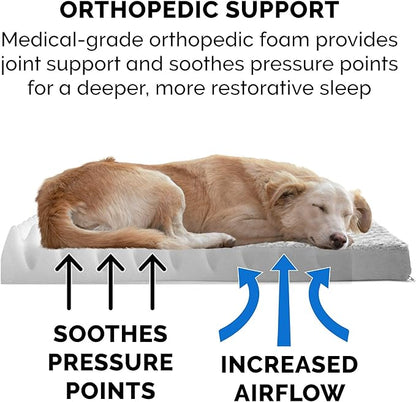 Furhaven Orthopedic Dog Bed for Large Dogs w/ Removable Washable Cover, For Dogs Up to 95 lbs - Ultra Plush Faux Fur & Suede Mattress - Gray, Jumbo/XL