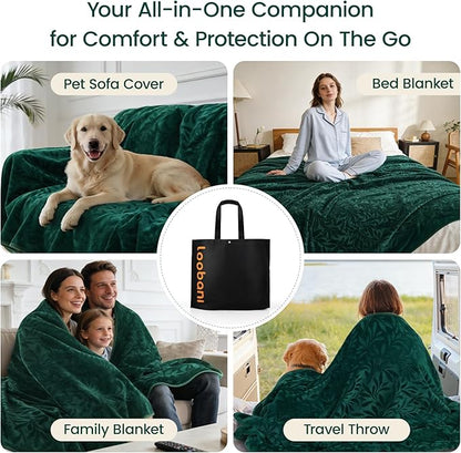 LOOBANI Waterproof King Size Blanket: Soft Flannel Water Proof Bed Blanket 85"x108" with a Storage Bag, Stain & Leak Proof King Throw Bblanket for Adults, Kids, Pets, Movie Night, Travel