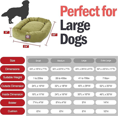 Majestic Pet 40 Inch Micro Velvet Calming Dog Bed Washable – Cozy Soft Round Dog Bed with Spine for Head Support - Fluffy Donut Puppy Mat 40x29x9 (inch) Large – Apple (2025)
