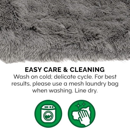 Furhaven Self-Warming Cat Bed for Indoor Cats, 4-Beds-in-1 & Washable - Plush Long Faux Fur Convertible Cuddler - Gray, Small (Pack of 2)