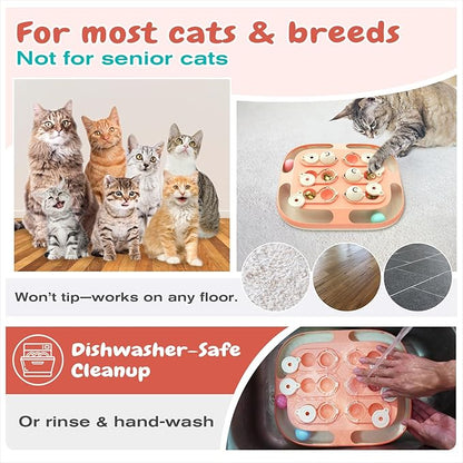 KADTC Cat Puzzle Feeder Toy, Large Size, 2 Ways to Play, 2 Levels of Challenge, Track Balls, Slow Feeder & Mental Stimulation for Indoor Cats