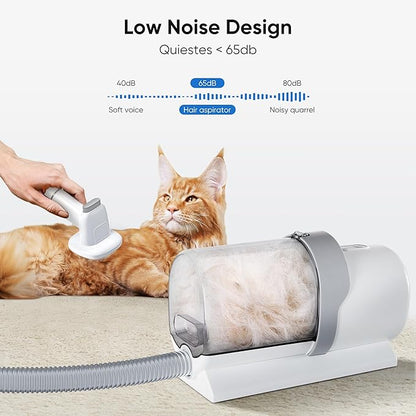 NEWBULIG 5-in-1 Pet Grooming Vacuum Kit, 2.5L Dust Cup, 3 Suction Modes and 5 Groomer Tools, Dog Clippers with Cordless Low Noise for Cats, Dogs Other Animals Hair Trimmer