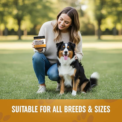 Mushroom Supplement Powder for Dogs (90g) Organic Mushroom Complex with Turkey Tail and Lions Mane for Dogs - Immune Support, Brain Health and Digestion - Third Party Tested, Non-GMO and Made in USA