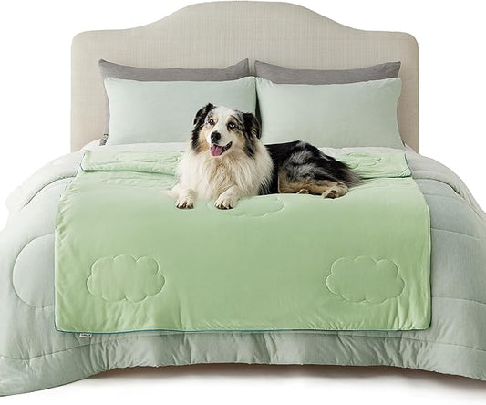 LE SURE Premium Cooling Blankets for Extra Large Dogs - Washable Dog Cooling Throw Blanket with Q-MAX>0.4，Durable Self Cooling Pet Mat for Cat, Cooling Summer Blanket for Hot Weather, Green, 50x60