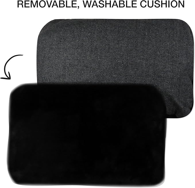 Pet Passion Mello- The Ultra Luxe Bolster Dog Bed with Removable Washable Pillow for All Pet Breeds, Charcoal Tweed, Medium