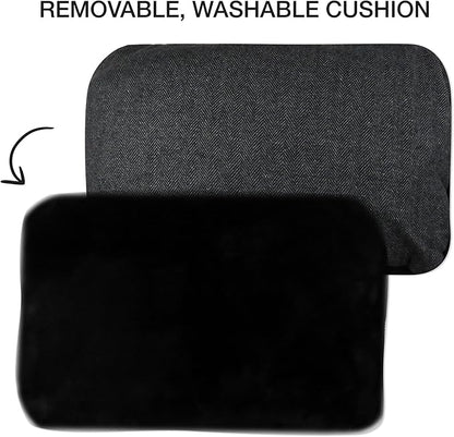 Pet Passion Mello- The Ultra Luxe Bolster Dog Bed with Removable Washable Pillow for All Pet Breeds, Charcoal Tweed, Large