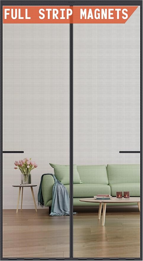 Mpmedo Magnetic Screen Door Upgraded-Model Full Strip Magnets,Fiberglass Heavy Duty Mesh Door Net Screen with Magnet,Full Frame Seal Retractable Mosquito Net for Door Single Front,Fit to 36"x80"