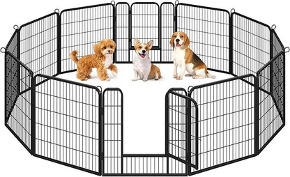 Yaheetech Wide Panel Dog Playpen, 12 Panels 32 inch High Pet Pen with Gate, Portable Indoor Outdoor Fence for Medium/Large Breed Dogs