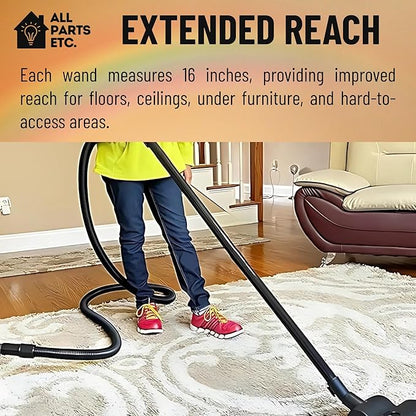 1.25 Inch Vacuum Extension Wands, 32mm Vacuum Accessories & Attachments | 15.75" Extension Wand Vacuum Pipe Tubes for Shop Vac, Wet/Dry Vacuums, and More| with 1-1/4" Fitting (3 Pack)