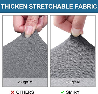 Smiry Waterproof Seat Covers for Dining Room Chairs Set of 8, Stretch Jacquard Removable Washable Chair Seat Slipcovers Protector, No Rear Covers, Grey