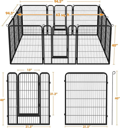 Yaheetech Dog Playpen Indoor, Extra Wide Outdoor Dog Fence Foldable Pet Puppy Exercise Pen for Yard/Garden/RV Camping, 12 Panels 40 Inch Height x 32 Inch Width