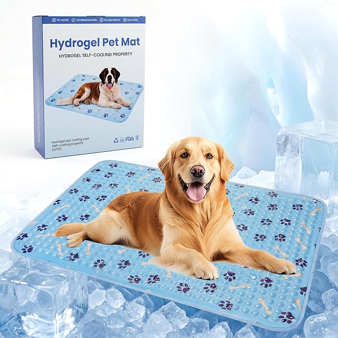 Pet Cooling Gel Pad with Patent Technology, 36in Dog Cooling Mat for Summer, Self Cooling Mat for Large/Medium/Small Dogs, Non-Slip Waterproof Durable Mat for Dog Beds, Car, Indoor & Outdoor Use