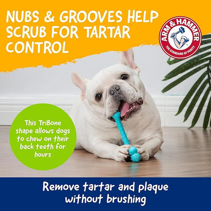 Arm & Hammer Nubbies T-Bone Dental Dog Chew Toy with Peanut Butter Flavor, Textured Chew Toy Designed to Help Clean Teeth and Support Oral Care for Dogs Up to 35 lbs - 2 Pack