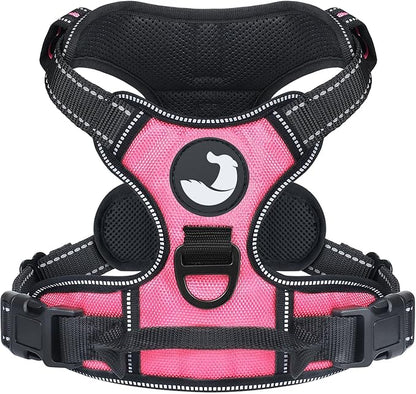 Joytale No Pull Dog Harness for Large Dogs, Reflective Pet Vest with Front Clip, Adjustable Soft Padded Harnesses with Easy Control Handle for Training and Walking, Pink, L