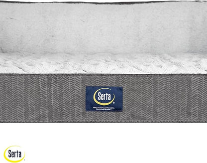 Serta Orthopedic Quilted Couch Dog Bed for Pets – Slate Gray (Large)