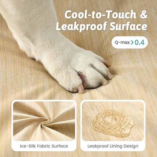 Large Orthopedic Dog Bed, Cooling Dog Beds for Large Dogs, Washable Pet Bed with Waterproof Liner, 44x32x4in,Beige