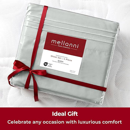 Mellanni Extra Deep California King Sheets - 4 PC Iconic Collection Bedding - Hotel Luxury, Ultra Soft, Cooling Bed Sheets - Wrinkle, Fade, Stain Resistant (Cal King, Spa Mint)
