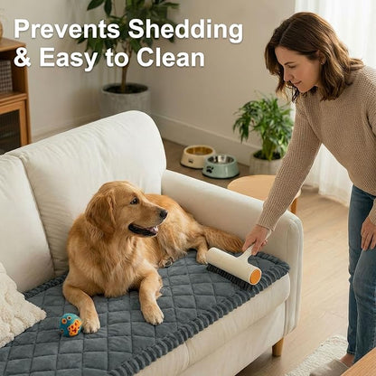 Smiry Fuzzy Couch Cover for Dogs, Non Slip Washable Pet Sofa Cover, Scratch Proof Hair Resistant Plush Sofa Slipcover, Pet Friendly Couch Cushion Protector for Cat, Dark Grey, 27.6" x 70.9"