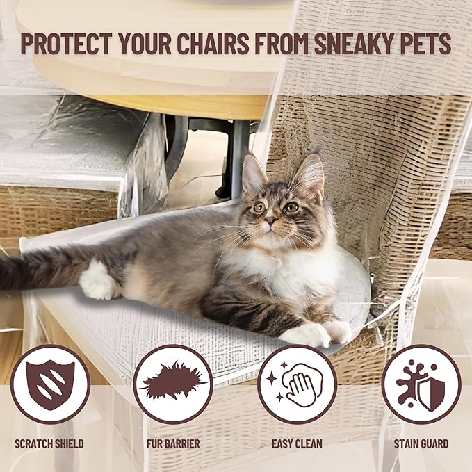 Evelots Dining Room/Kitchen Chair Cover/Protector-2 Pack- Heavy Duty Clear PVC Vinyl-No Dust/Spill/Pet Hair/Pet Claws, Easy Clean Slipcover
