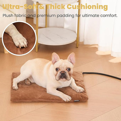 Pet Heating Pad for Cats Dogs Indoor & Sheltered Outdoor Waterproof Heated Cat Bed Heated Dog Bed Chew Resistant Cord Constant Temperature Brown 20 x 16 Inch