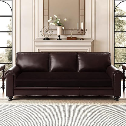ANARACHON Leather Look Couch Cushion Covers Sofa Seat Slipcovers Sets Couches Furniture Protector for Sectional Armchair Loveseat Pets Kids Stretch Spandex Fabric (1 Cushion XL Sofa, Chocolate)