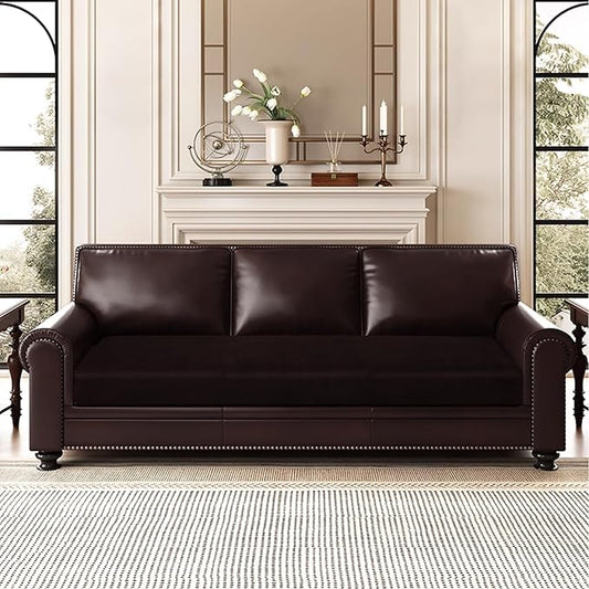 ANARACHON Leather Look Couch Cushion Covers Sofa Seat Slipcovers Sets Couches Furniture Protector for Sectional Armchair Loveseat Pets Kids Stretch Spandex Fabric (1 Cushion XL Sofa, Chocolate)