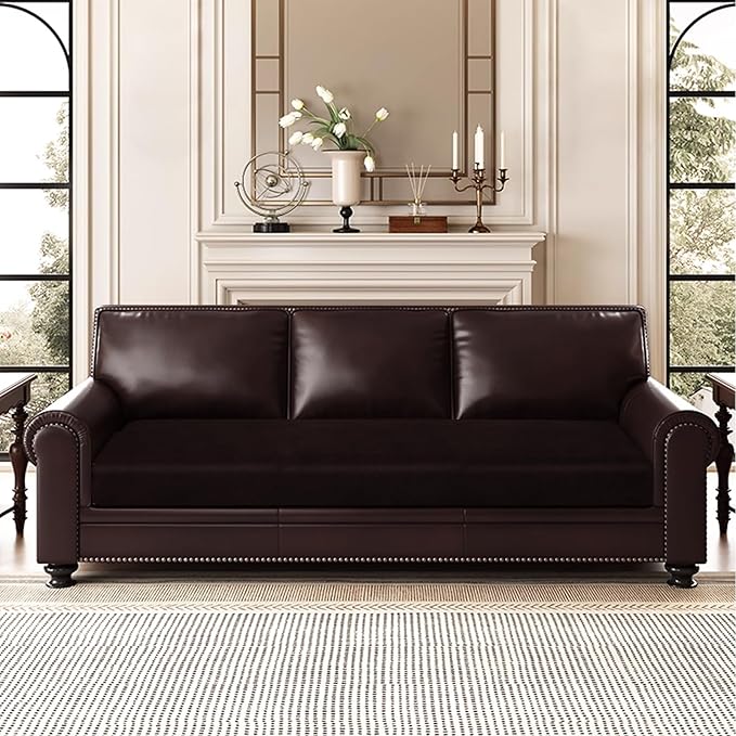 ANARACHON Leather Look Couch Cushion Covers Sofa Seat Slipcovers Sets Couches Furniture Protector for Sectional Armchair Loveseat Pets Kids Stretch Spandex Fabric (1 Cushion Sofa, Chocolate)
