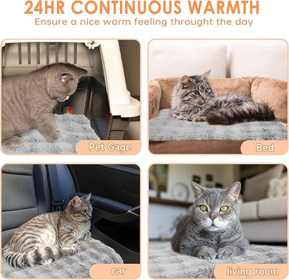 Self Warming Cat Bed,Self Heating Cat Dog Mat,Soft Extra Warm Thermal Pet Pad for Indoor Outdoor, Washable Cover Non-Slip Bottom Dog Thermal Blanket (23.7" x 17.8")