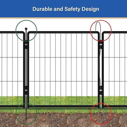 Dog Playpen 36 inch 12 Panels for Indoor & Outdoor Use – Heavy-Duty Metal Pet Fence with Ground Stakes, Rounded Ball Tops for Safety, Stable & Foldable Design, Easy to Assemble