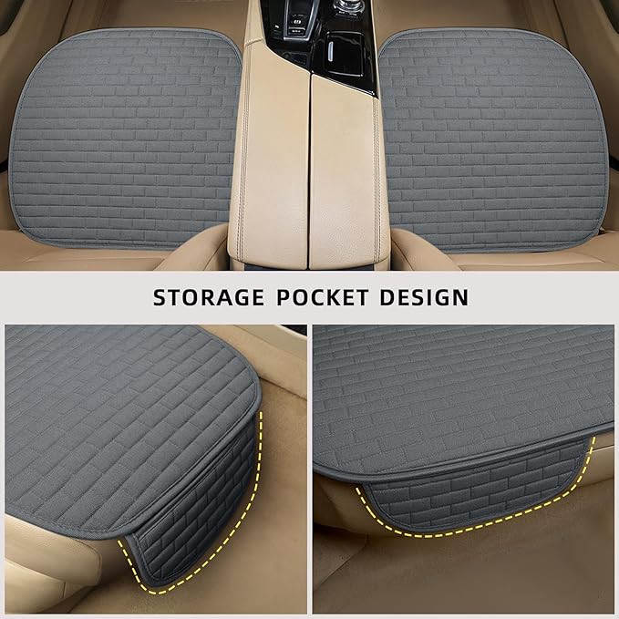 Dark Gray Car Seat Covers Front Seats,2 Pack Seat Covers for Cars Truck SUV, Front Seat Covers with Storage Pocket(Dark Gray-Front Seat)