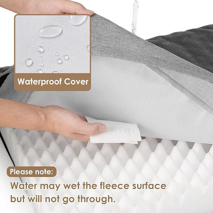 EHEYCIGA Orthopedic Dog Bed Waterproof 30"x20", Memory Foam Pet Bed for Medium Dogs, Washable Pet Mat with Removable Cover, Grey